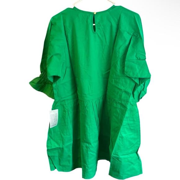 Maisie Kelly Green Cotton Puff Sleeve Babydoll Dress Size M NWT - Picture 2 of 5